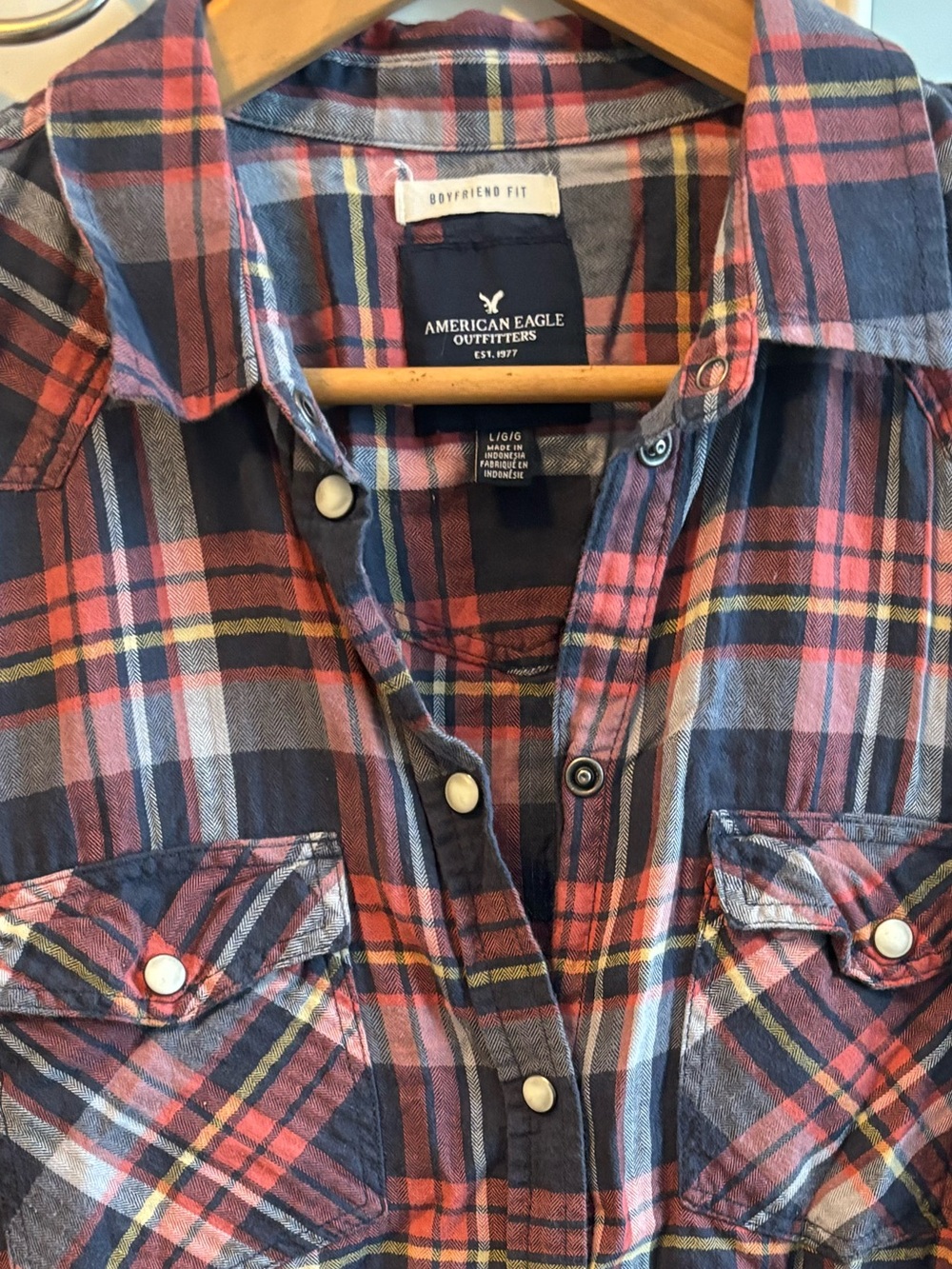 American Eagle Boyfriend Fit Plaid Shirt